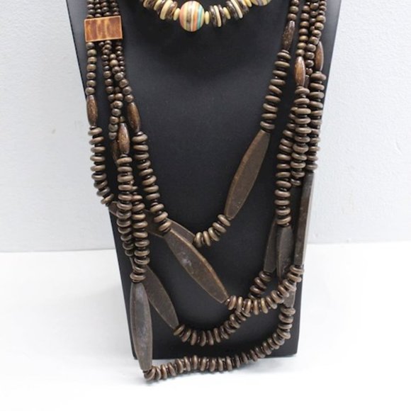 African Wooden Bead Two Necklaces - Picture 2 of 2